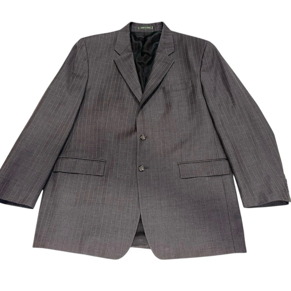 Ralph Lauren LRL 2-Pc Suit Pure Wool Made in Canada Grey Striped 44L / 38x30 - Picture 3 of 16
